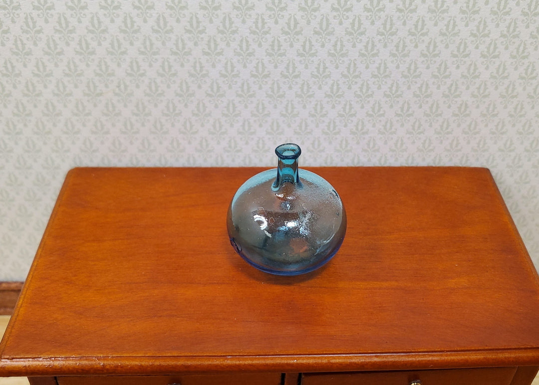 Dollhouse Carboy Demijohn Aqua Glass Bottle Round 1:12 Scale some color flaw - MiniatureCrush