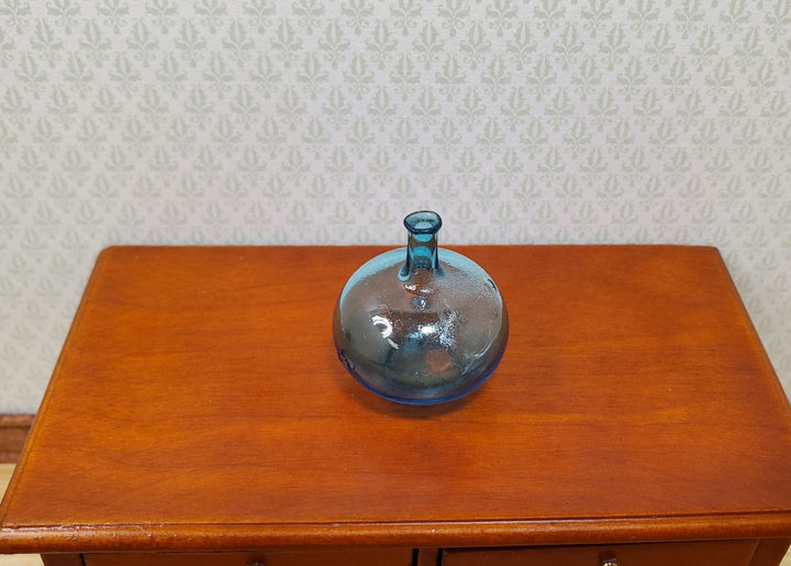 Dollhouse Carboy Demijohn Aqua Glass Bottle Round 1:12 Scale some color flaw - MiniatureCrush