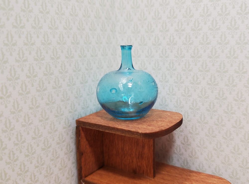 Dollhouse Carboy Demijohn Aqua Glass Bottle Round 1:12 Scale some color flaw - MiniatureCrush