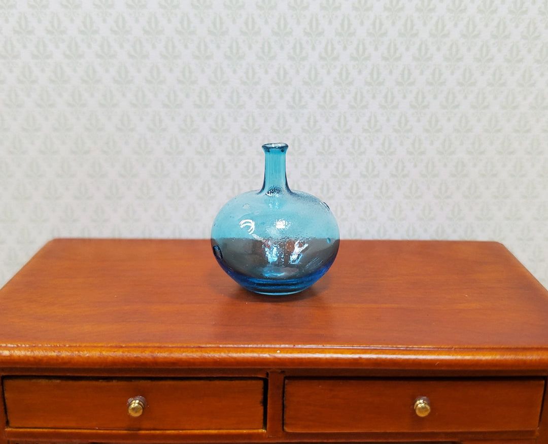 Dollhouse Carboy Demijohn Aqua Glass Bottle Round 1:12 Scale some color flaw - MiniatureCrush