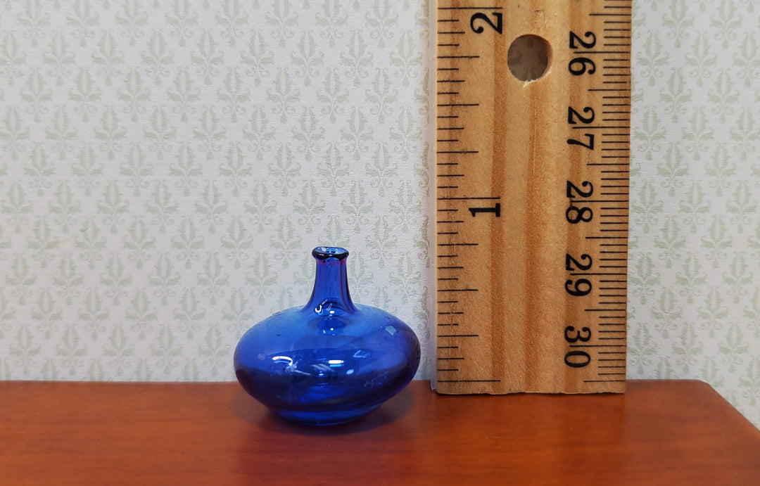 Dollhouse Carboy Demijohn Blue Glass Bottle Round 1:12 Scale some color flaw - MiniatureCrush