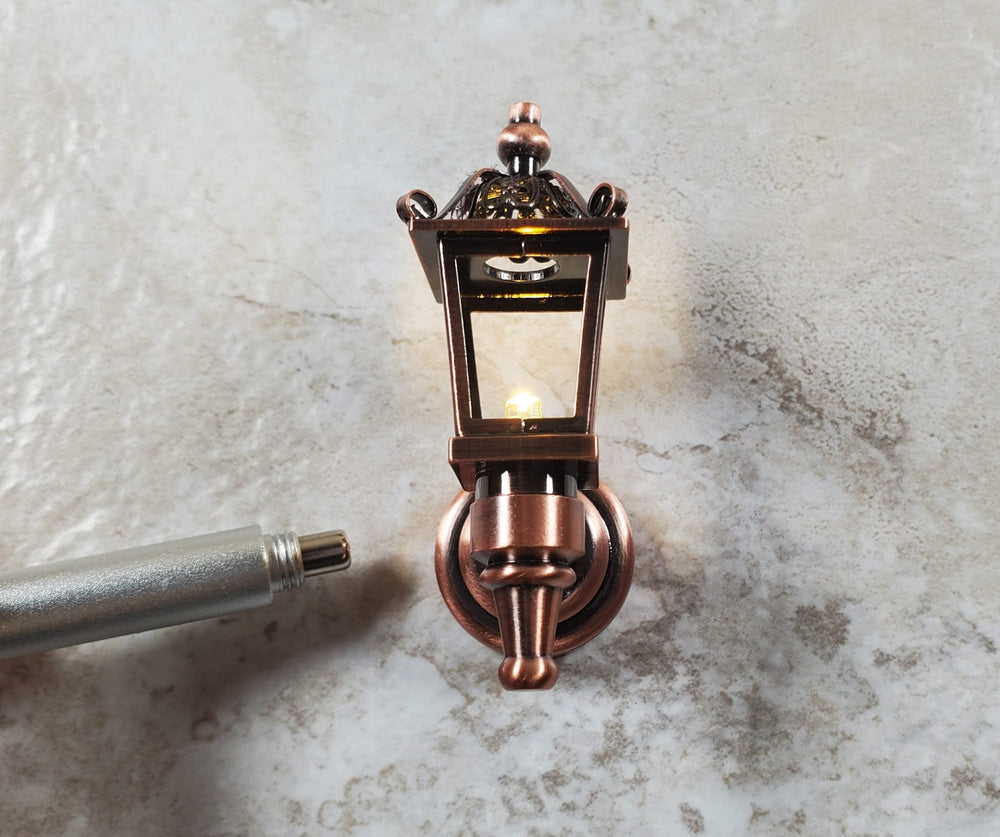 Dollhouse Carriage Light Lantern Bronze Wand Operated Battery 1:12 Scale Coach - MiniatureCrush