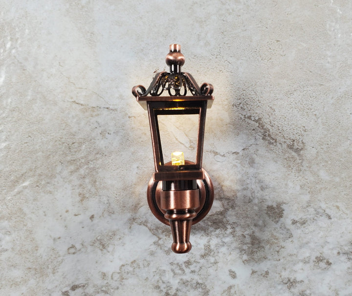 Dollhouse Carriage Light Lantern Bronze Wand Operated Battery 1:12 Scale Coach - MiniatureCrush