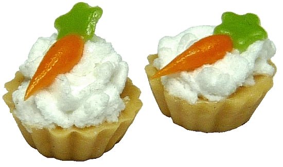 Dollhouse Carrot Cream Puff Pastry Set of 2 1:12 Scale Miniature Food - MiniatureCrush