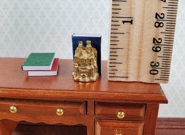 Dollhouse Castle Bookends with 4 Tiny Books Gold Metal 1:12 Scale Miniature - Miniature Crush