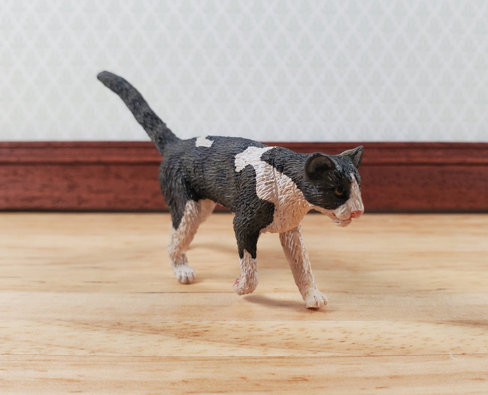 Dollhouse Cat Walking Black Brown White Miniature Pet Kitty (Large) - Miniature Crush