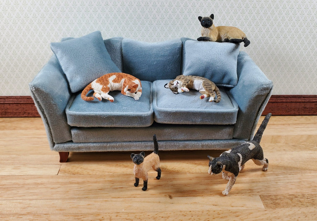 Dollhouse Cat Walking Black Brown White Miniature Pet Kitty (Large