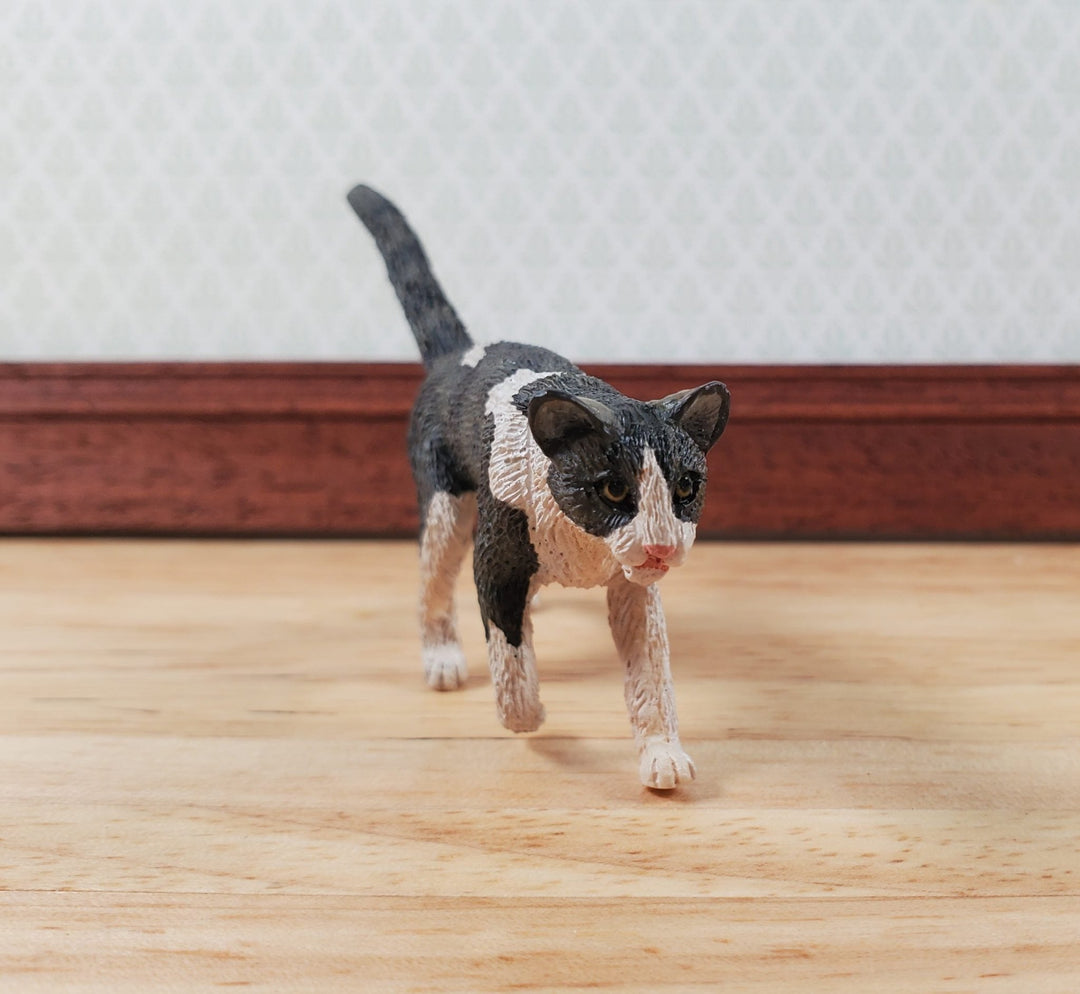 Dollhouse Cat Walking Black Brown White Miniature Pet Kitty (Large) - Miniature Crush