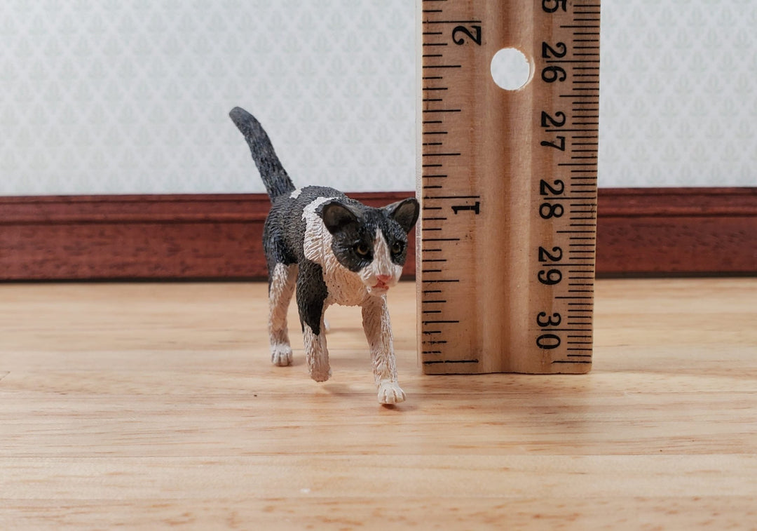 Dollhouse Cat Walking Black Brown White Miniature Pet Kitty (Large) - Miniature Crush