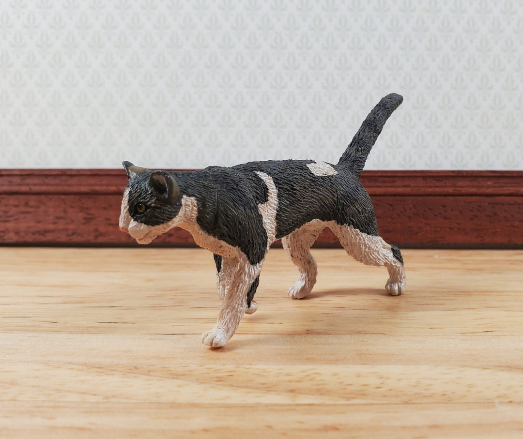 Dollhouse Cat Walking Black Brown White Miniature Pet Kitty (Large) - Miniature Crush