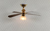 Dollhouse Ceiling Fan Light 12 Volt with Plug 1:12 Scale Miniature Flower Shade