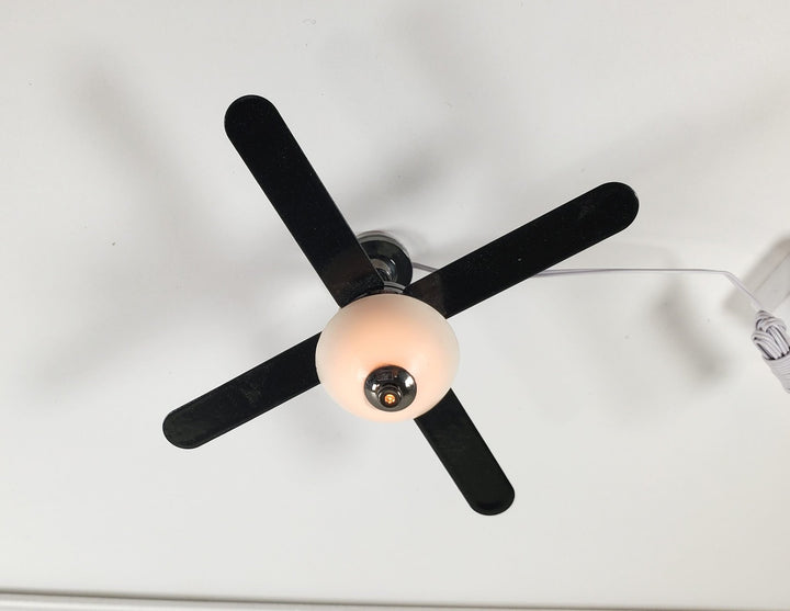 Dollhouse Ceiling Fan Light 4 Blade Plug In Electric 1:12 Scale Miniature 12 Volt - Miniature Crush