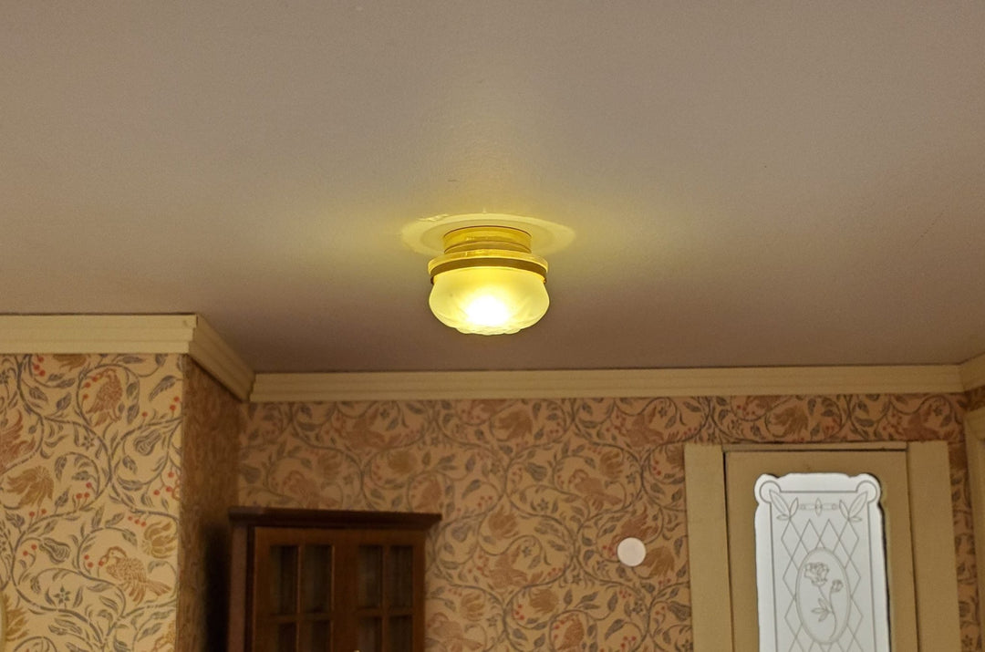 Dollhouse Ceiling Light Small Round Battery Operated 1:12 Scale Miniature - Miniature Crush