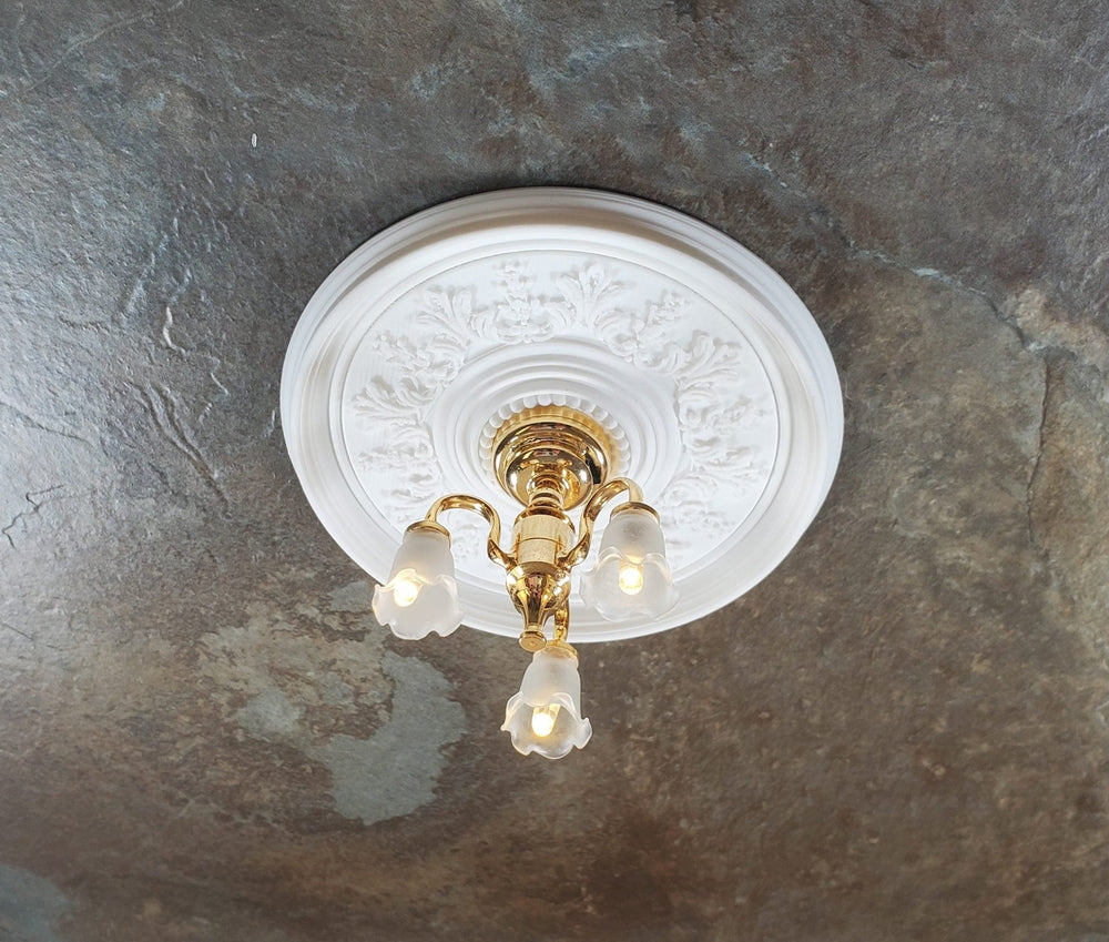 Dollhouse Ceiling Rose Medallion for Battery Lights 1:12 Scale Miniature Style 7 - MiniatureCrush