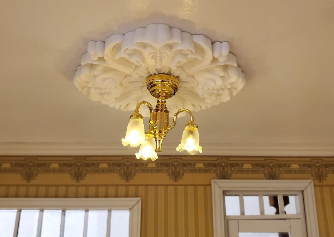 Dollhouse Ceiling Rose Medallion for Battery Lights 1:12 Scale Miniature Style 8 - MiniatureCrush