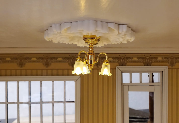 Dollhouse Ceiling Rose Medallion for Battery Lights 1:12 Scale Miniature Style 8 - MiniatureCrush