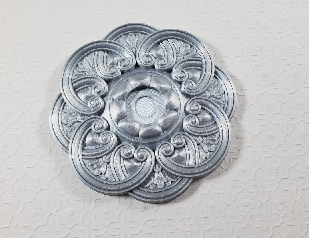 Dollhouse Ceiling Rose Medallion for Battery Lights Silver 1:12 Scale Miniature - Miniature Crush