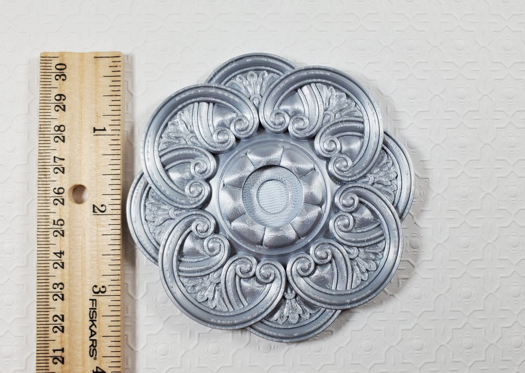 Dollhouse Ceiling Rose Medallion for Battery Lights Silver 1:12 Scale Miniature - Miniature Crush