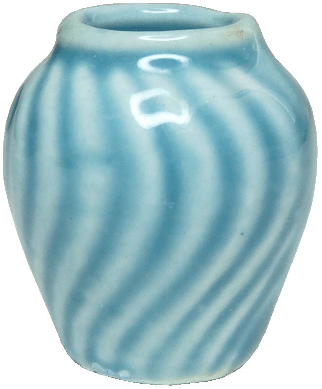 Dollhouse Ceramic Aqua Blue Vase with a Swirl Pattern 1:12 Scale Miniature - MiniatureCrush