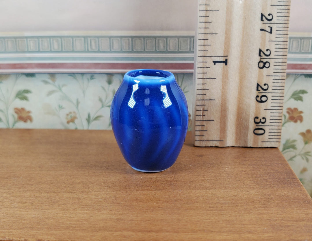 Dollhouse Ceramic Bright Blue Vase with a Swirl Pattern 1:12 Scale Miniature - MiniatureCrush