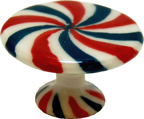 Dollhouse Ceramic Christmas Cake Stand Red & Green Swirl 1:12 Scale Miniatures - MiniatureCrush