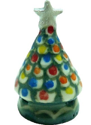 Dollhouse Ceramic Decorated Christmas Tree Silver Star 1:12 Scale Miniature - MiniatureCrush