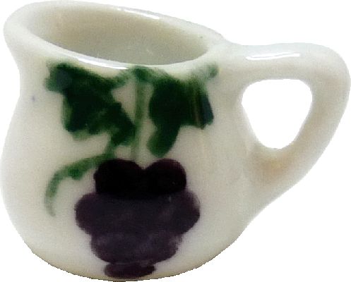 Dollhouse Ceramic Pitcher with Handle Grape Bunch Motif 1:12 Miniature Dish - MiniatureCrush