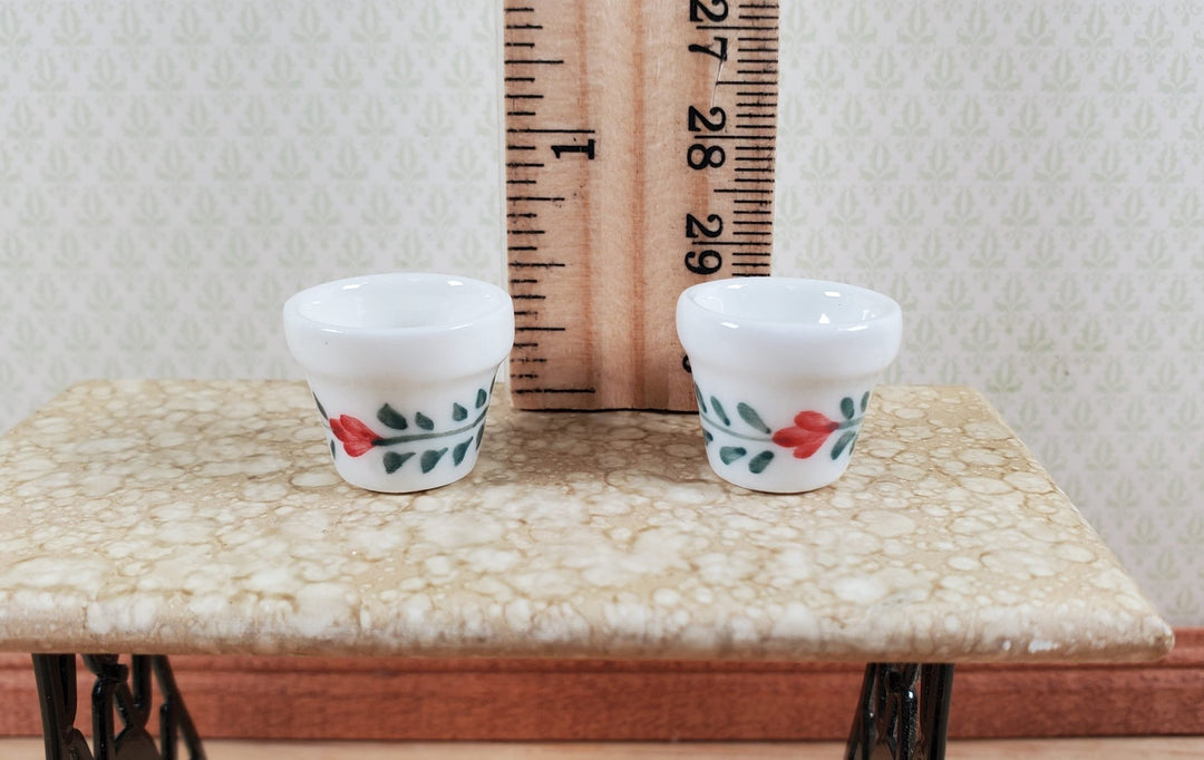 Dollhouse Ceramic Planter Pot Red & Green Set of 2 Small 1:12 Scale Miniature - MiniatureCrush