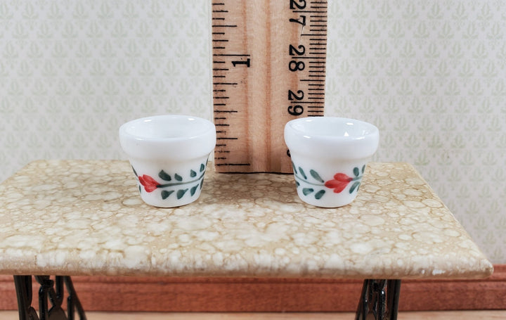 Dollhouse Ceramic Planter Pot Red & Green Set of 2 Small 1:12 Scale Miniature - MiniatureCrush