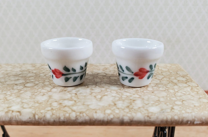 Dollhouse Ceramic Planter Pot Red & Green Set of 2 Small 1:12 Scale Miniature - MiniatureCrush