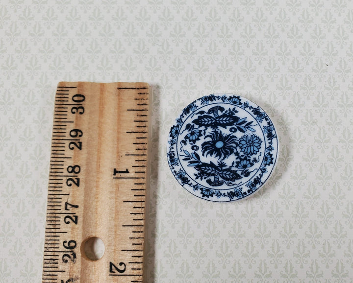 Dollhouse Ceramic Platter Large Plate Blue & White 1:12 Scale Miniature 1 1/4" - MiniatureCrush