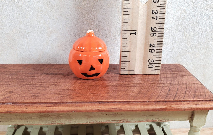 Dollhouse Ceramic Pumpkin Cookie Jar Halloween Decor 1:12 Scale Miniature - MiniatureCrush