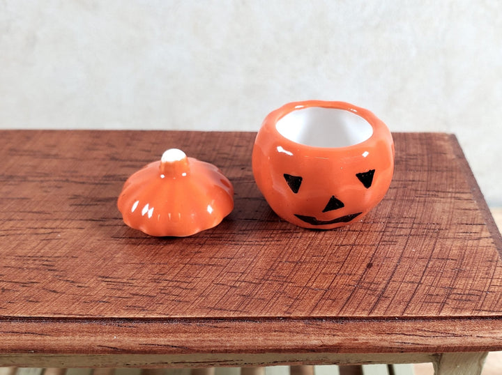 Dollhouse Ceramic Pumpkin Cookie Jar Halloween Decor 1:12 Scale Miniature - MiniatureCrush