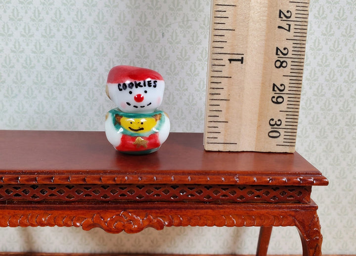 Dollhouse Ceramic Snowman Cookie Jar 1:12 Scale Miniature Dish - MiniatureCrush