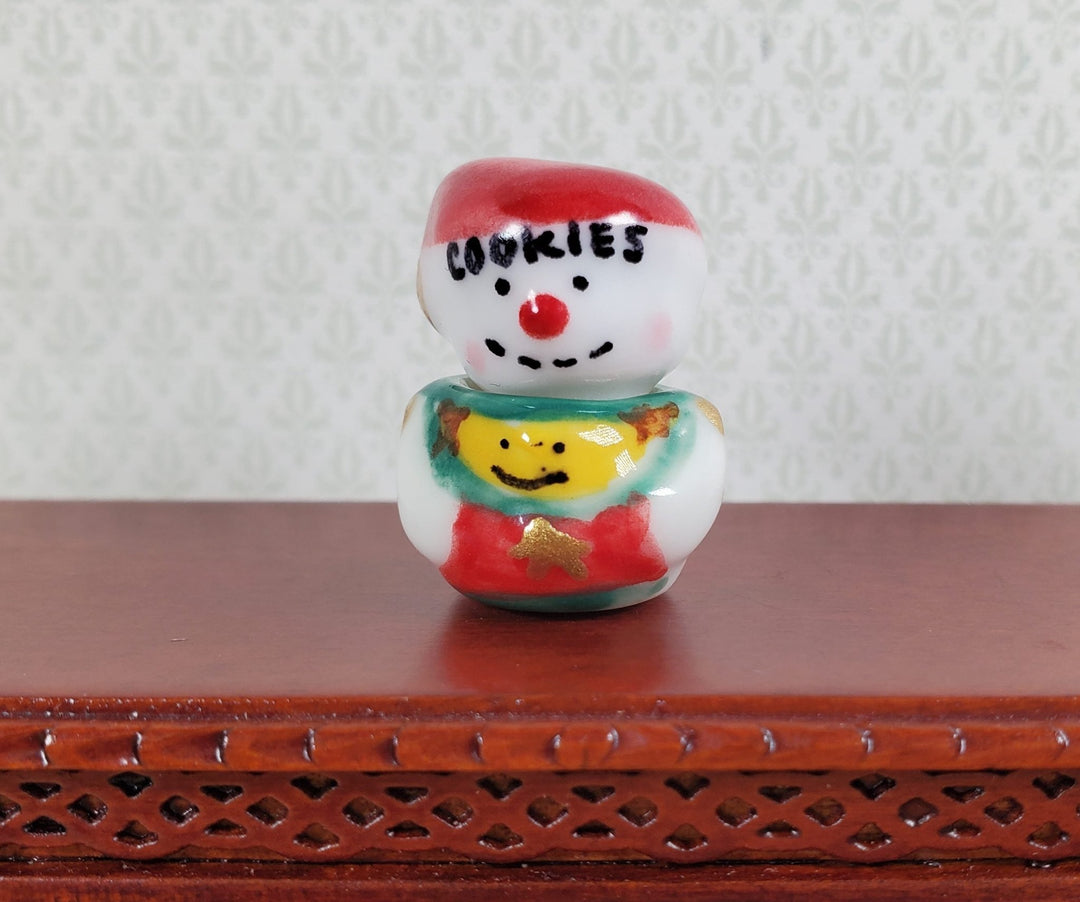 Dollhouse Ceramic Snowman Cookie Jar 1:12 Scale Miniature Dish - MiniatureCrush
