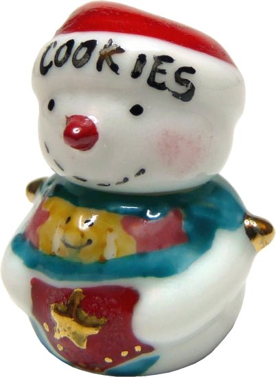 Dollhouse Ceramic Snowman Cookie Jar 1:12 Scale Miniature Dish - MiniatureCrush
