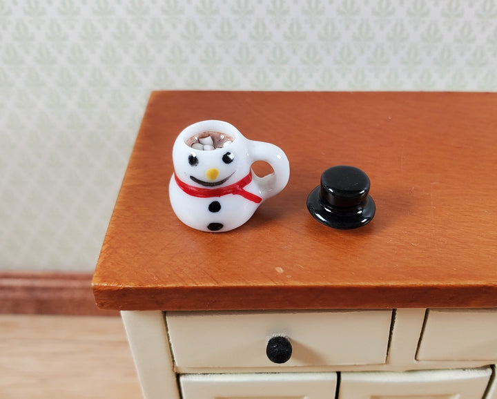 Dollhouse Ceramic Snowman Mug with Hot Chocolate 1:12 Scale Miniature - MiniatureCrush