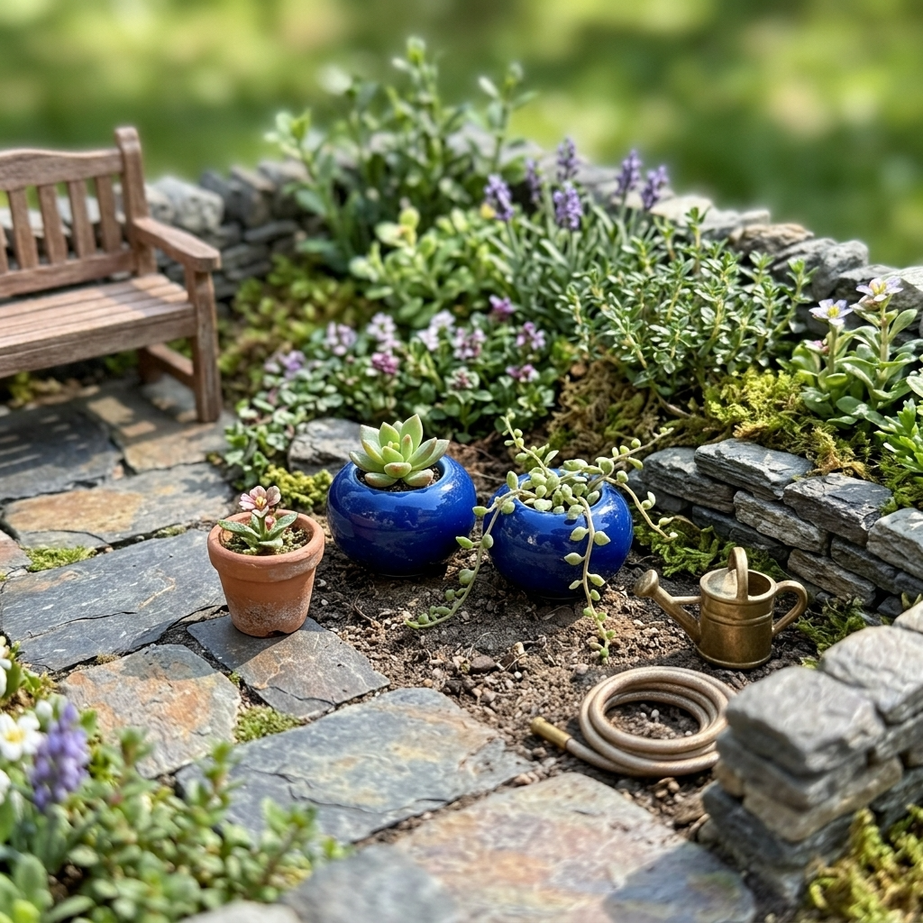Dollhouse Ceramic Vase or Planter Small Deep Blue Round 1:12 Scale Miniature - MiniatureCrush