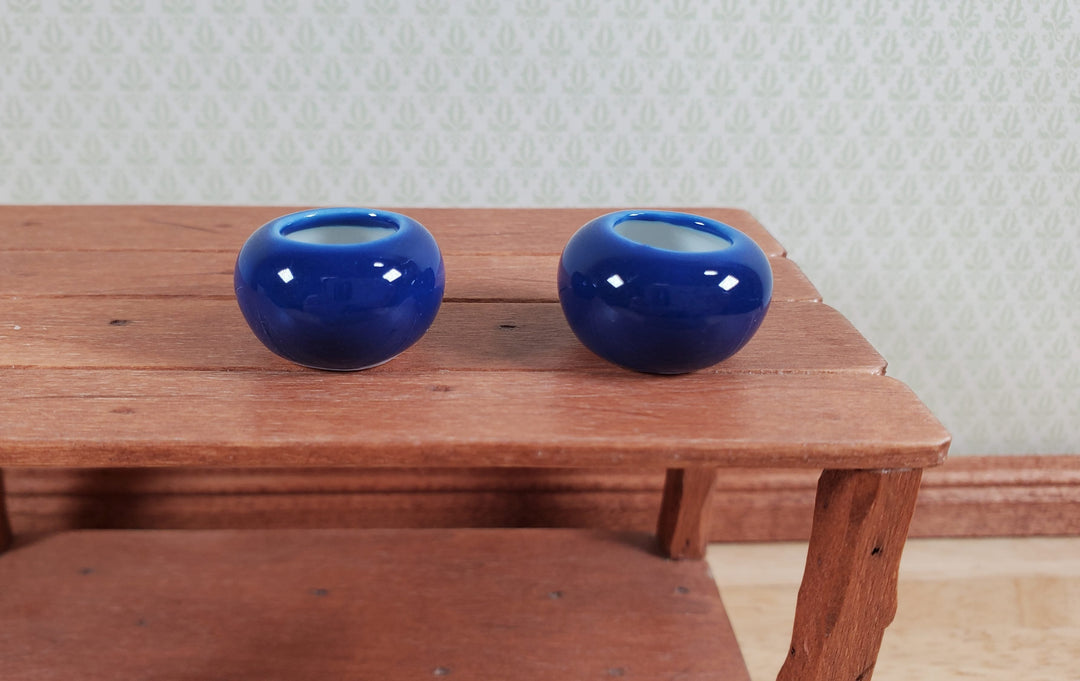 Dollhouse Ceramic Vase or Planter Small Deep Blue Round 1:12 Scale Miniature - MiniatureCrush