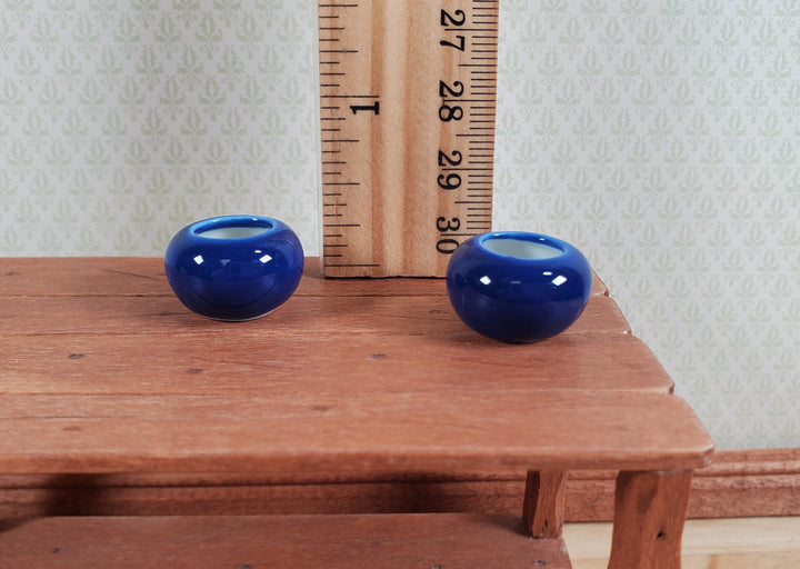 Dollhouse Ceramic Vase or Planter Small Deep Blue Round 1:12 Scale Miniature - MiniatureCrush
