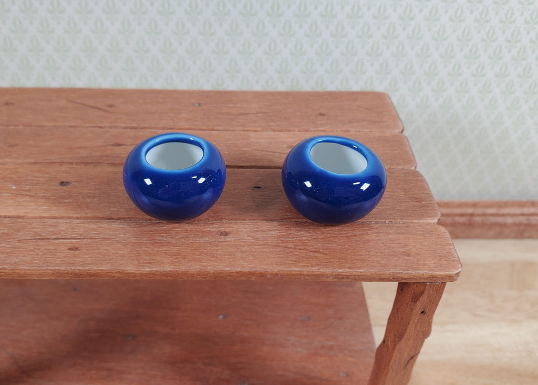 Dollhouse Ceramic Vase or Planter Small Deep Blue Round 1:12 Scale Miniature - MiniatureCrush