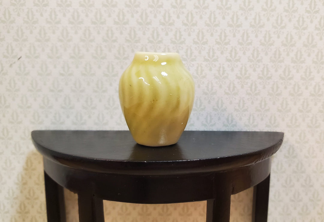 Dollhouse Ceramic Vase with a Swirl Pattern Pale Green 1:12 Scale Miniature - MiniatureCrush