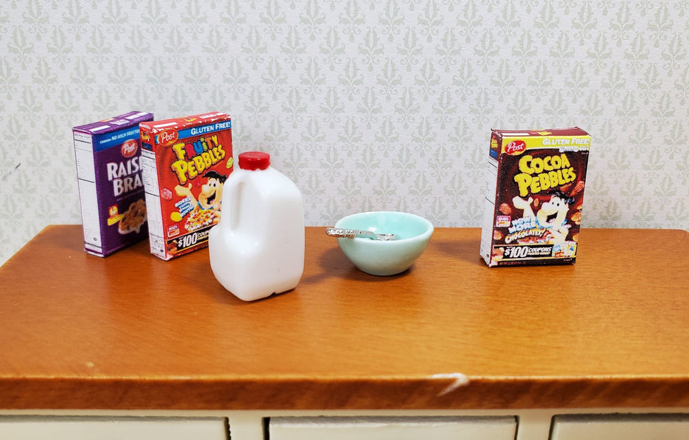 Dollhouse Cereal Boxes x3 Cocoa & Fruity Pebbles Raisin Bran 1:12 Scale Kitchen - MiniatureCrush