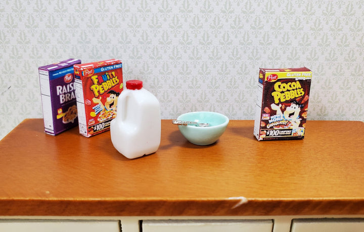 Dollhouse Cereal Boxes x3 Cocoa & Fruity Pebbles Raisin Bran 1:12 Scale Kitchen - MiniatureCrush