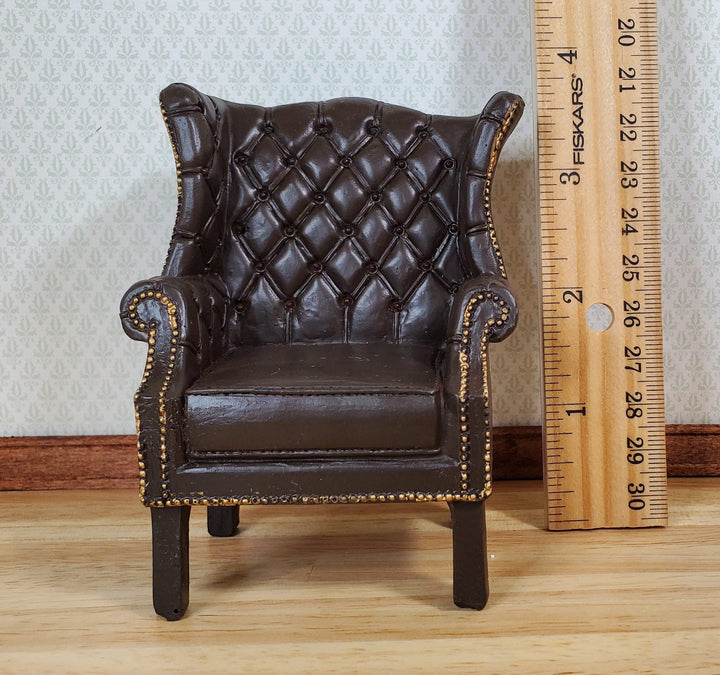 Dollhouse Chair Tufted Chippendale Resin Faux Leather 1:12 Scale by Reutter - MiniatureCrush