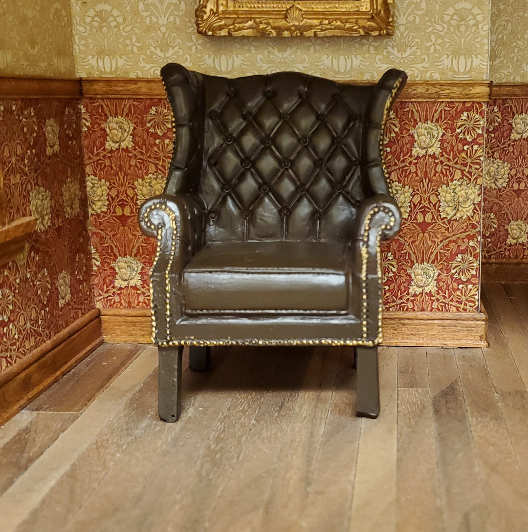 Dollhouse Chair Tufted Chippendale Resin Faux Leather 1:12 Scale by Reutter - MiniatureCrush