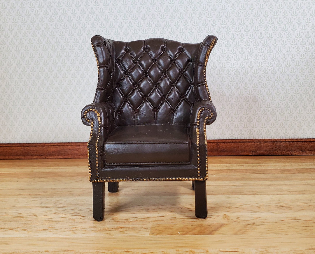 Dollhouse Chair Tufted Chippendale Resin Faux Leather 1:12 Scale by Reutter - MiniatureCrush