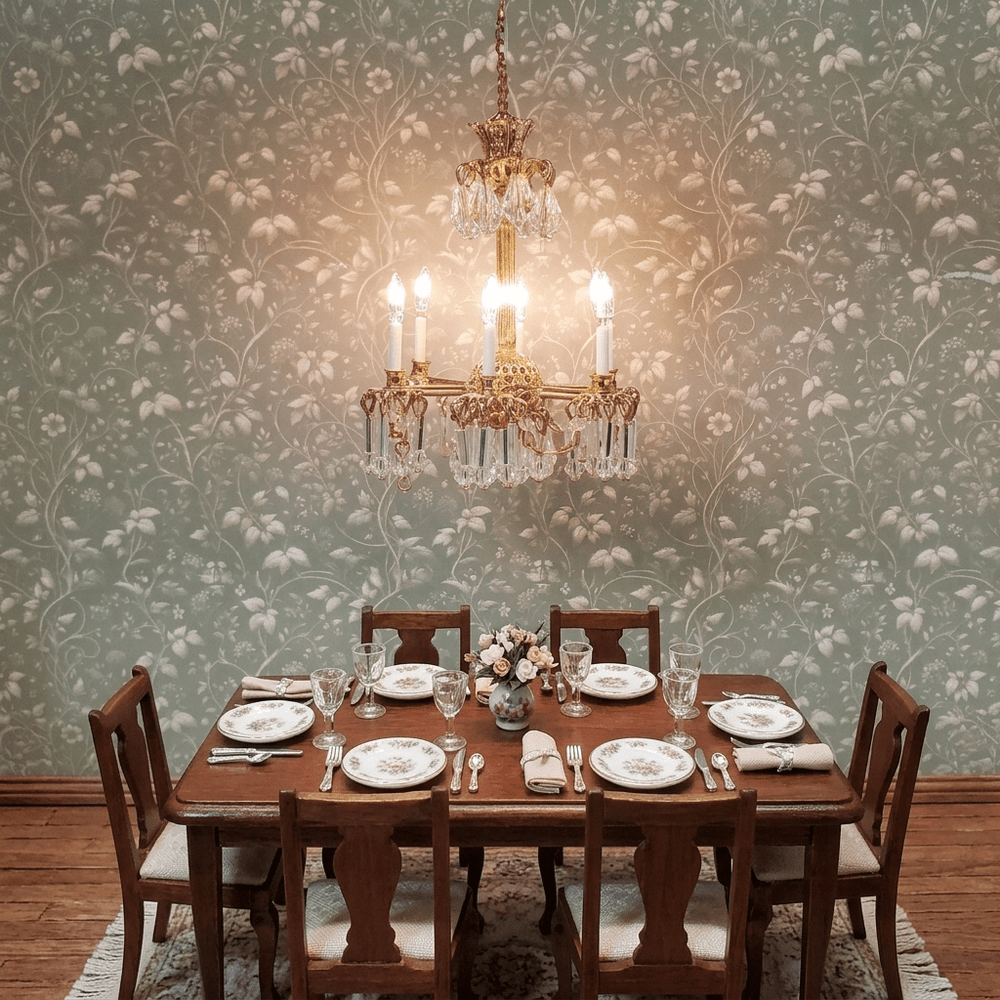 Dollhouse Chandelier 6 Arm Real Glass Crystals 12 Volt 1:12 Scale - MiniatureCrush