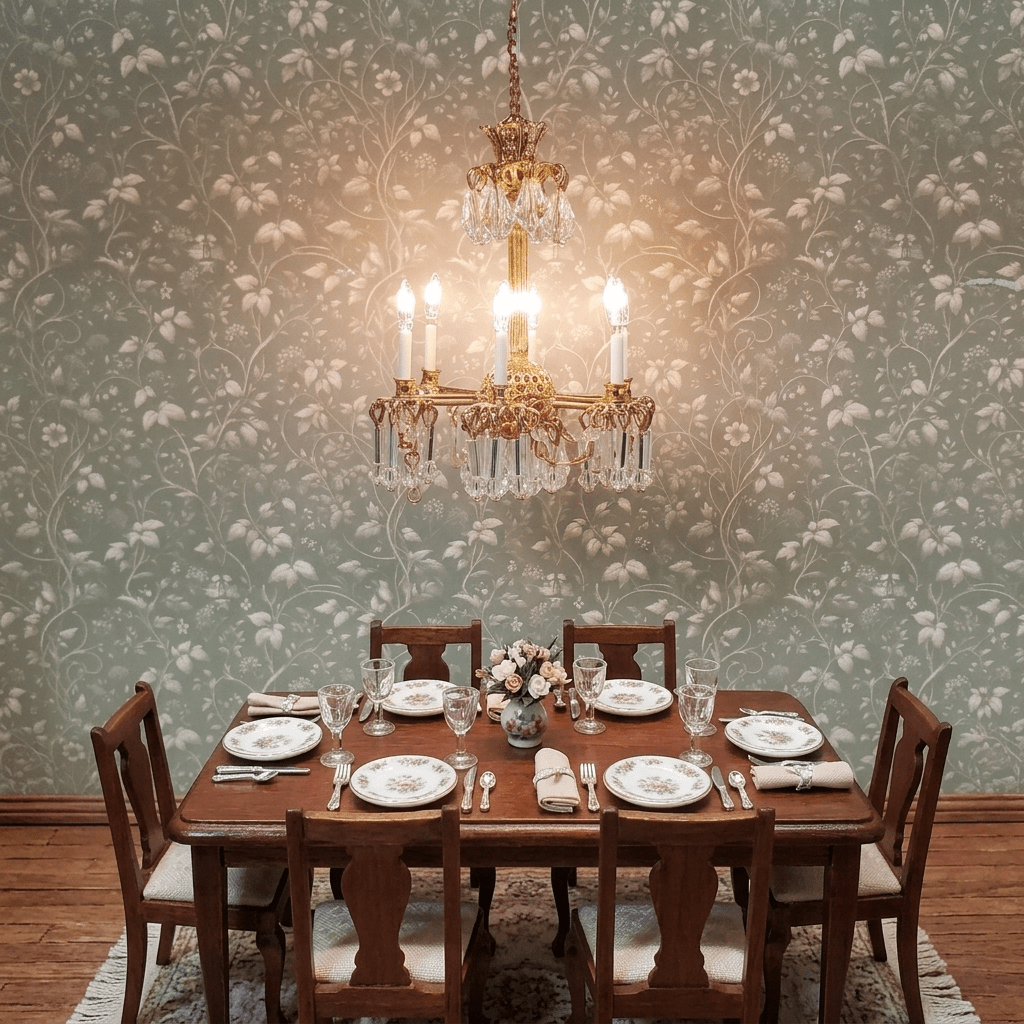 Dollhouse Chandelier 6 Arm Real Glass Crystals 12 Volt 1:12 Scale - MiniatureCrush