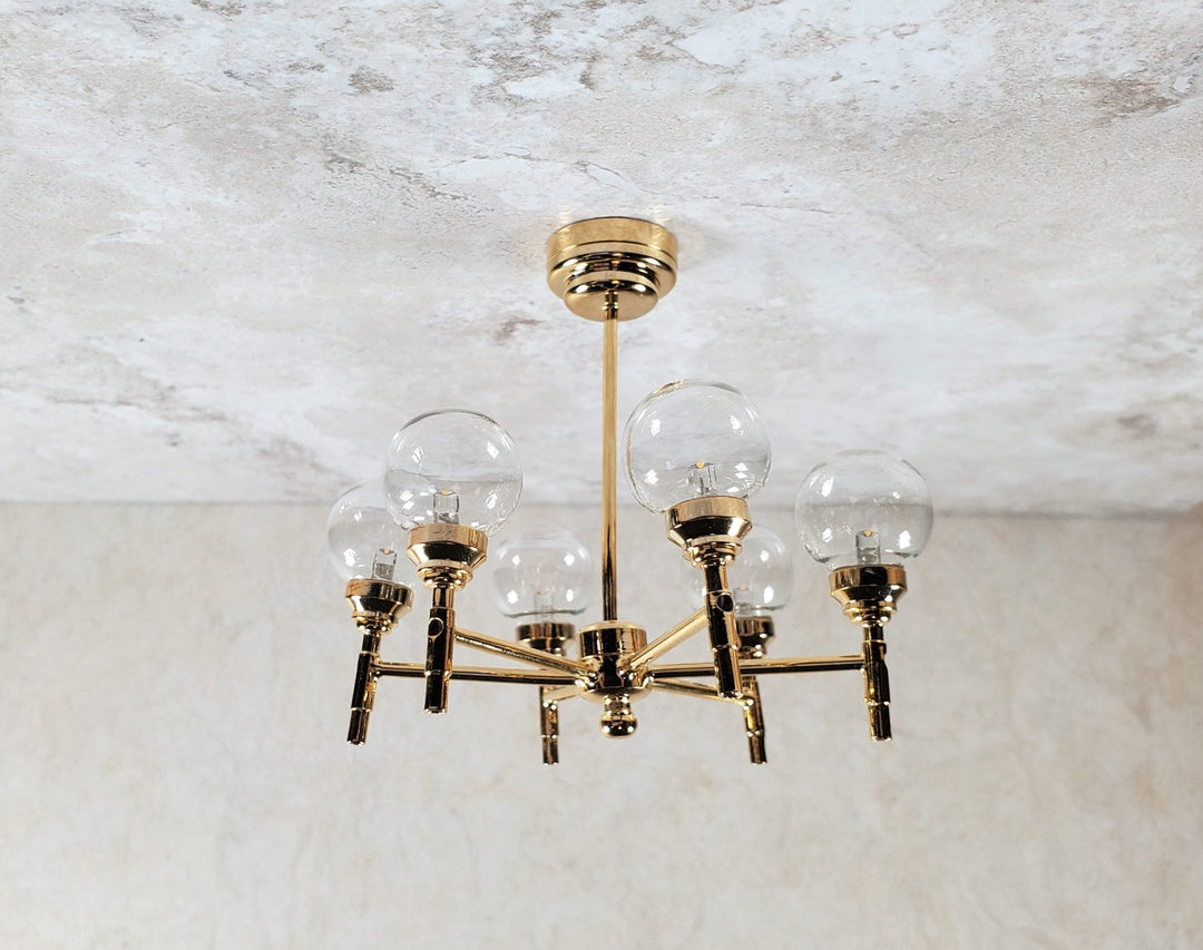 Dollhouse Chandelier Mid Century Modern 6 Arm Wand Battery 1:12 Scale - MiniatureCrush